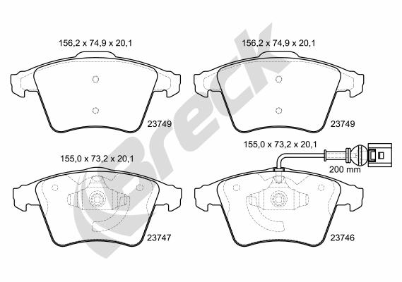 Brake Pad Set, disc brake - 23746 10 703 10 BRECK